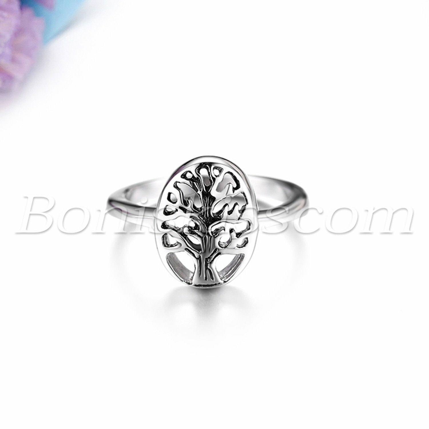 Mens Womens Stainless Steel Tree of Life Ring Promise Anniversary Band Size 5-10