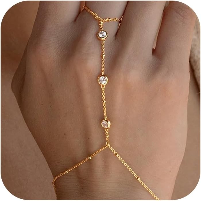 14K Gold Plated Waterproof Bracelet Set for Women Cuban Link Paperclip Chain
