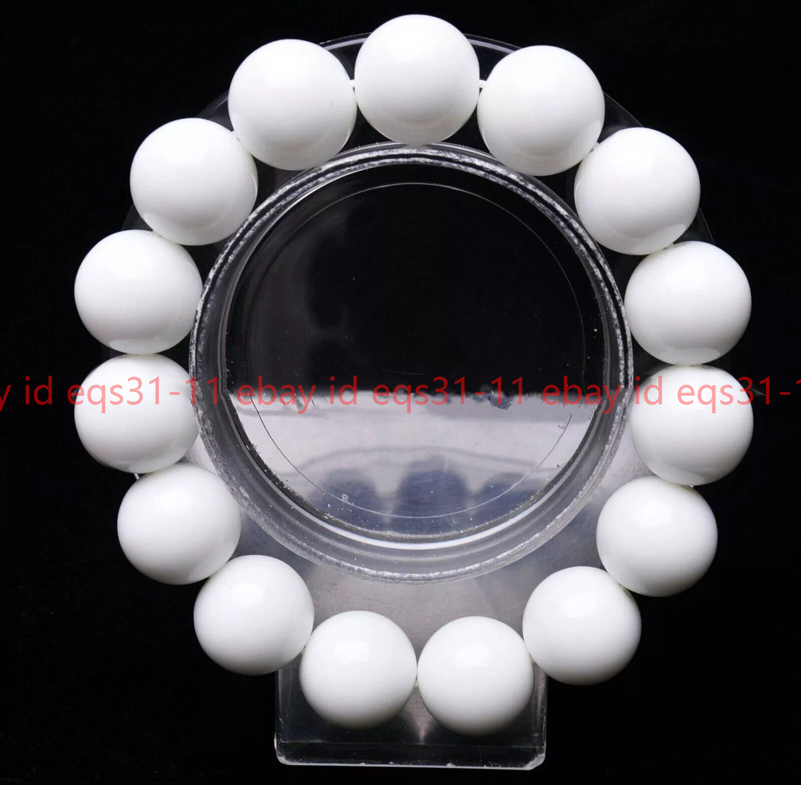 Natural 8/10/12/14mm Porcelain White Jade Round Beads Stretch Bracelet 7.5″
