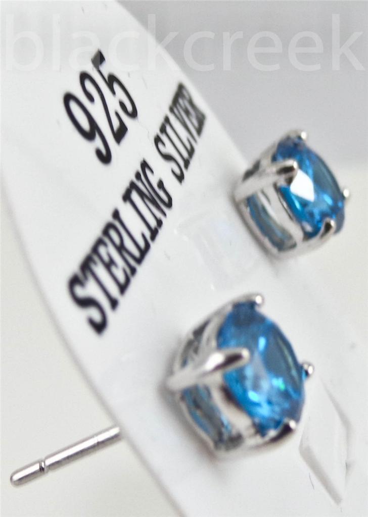 2.50tcw Brilliant Blue Simulated Topaz 7mm~925 Silver~Sturdy ~Solitaire Earrings