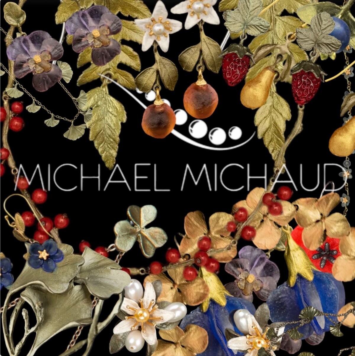 Michael Michaud False Indigo Earrings Drop Handcast Botanical Jewelry Nature Gif