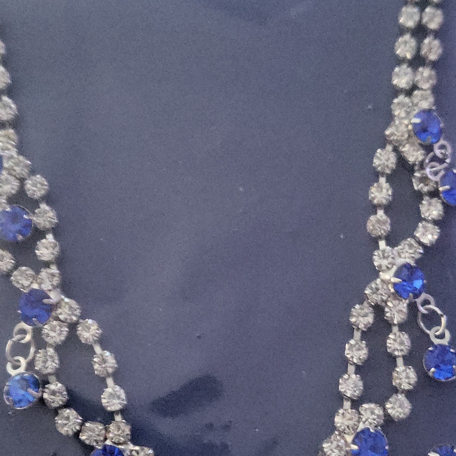ICING 16in Silver Tone Statement Chain Necklace Blue Round Crystal Stones