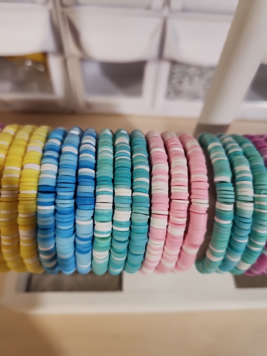 Lot of 5 handmade multicolor Polymer Clay Bead Different Colors