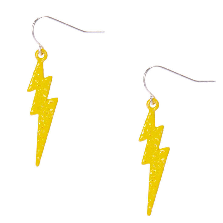 Claire’s Silver Lightning Bolt Drop Earrings – Yellow (G131424-1 LOC. BR3)