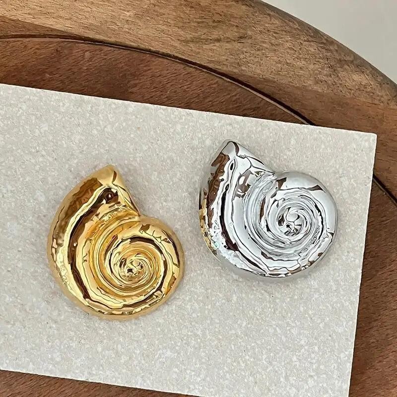 Bohemian Geometric Metal Conch Brooch Pin Zinc Alloy Punk Jewelry