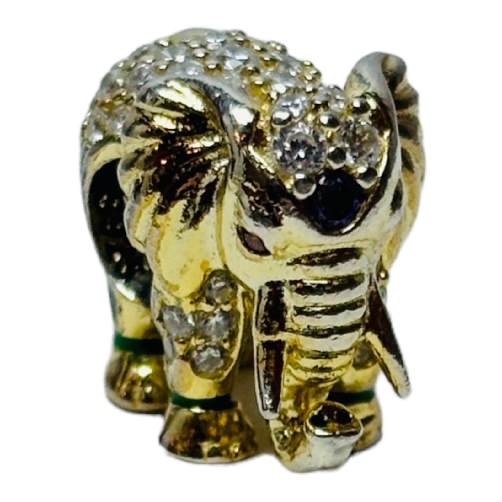 Gnoce Sterling 925 Silver Thai Elephant CZ Bead Charm – .10