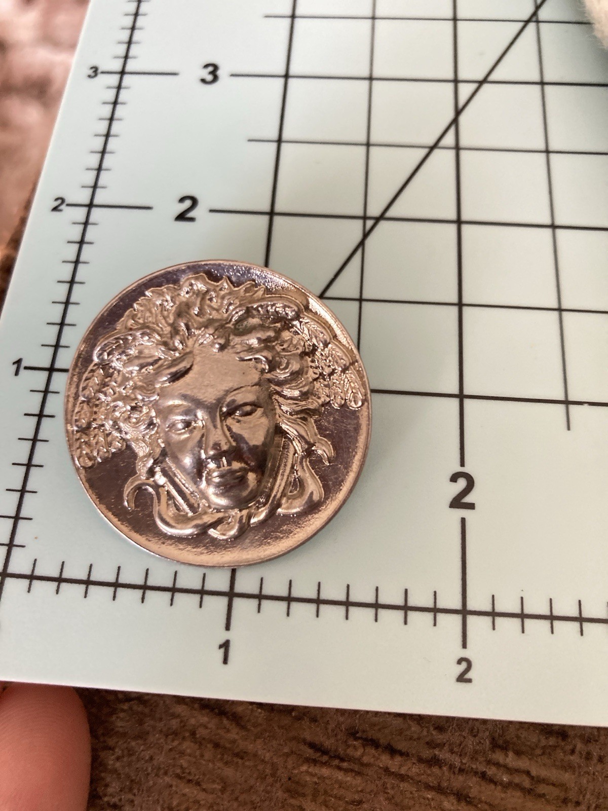 Silver Tone Medusa Face Button Earrings Greek Mythology Goddess Statement Large