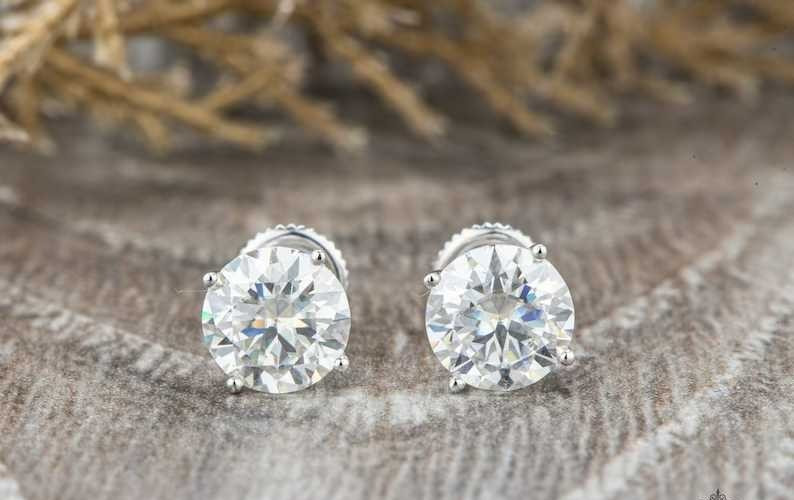 3 Ct Certified Lab grown Diamond Round Earrings Studs 925 Silver Gift For Women
