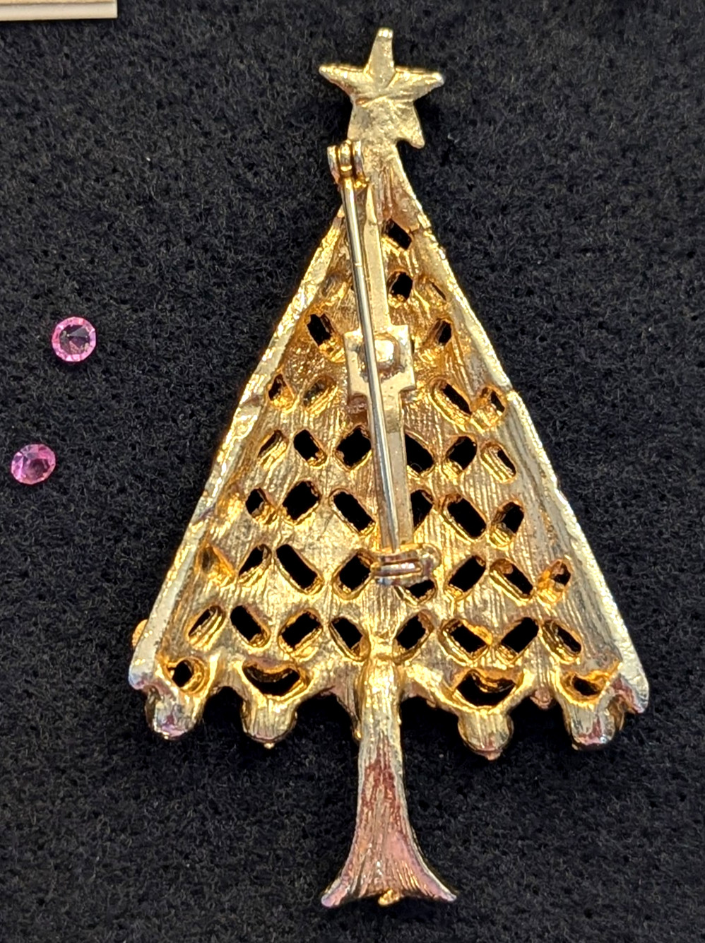 Christmas Tree Lot of 7 Vintage New Pin Brooch Repair As Is Missing Rhinestones