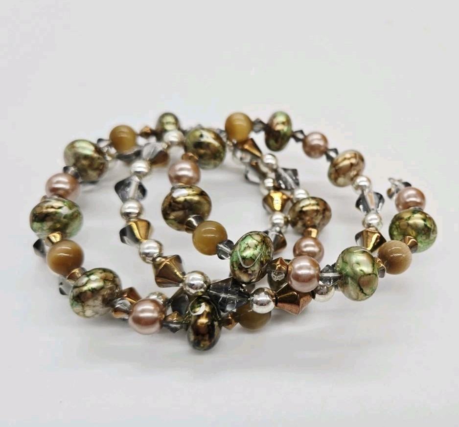 SNAKE Bracelet WIDE multi colored Beaded Wrap Around Statement Chunky Bohemian