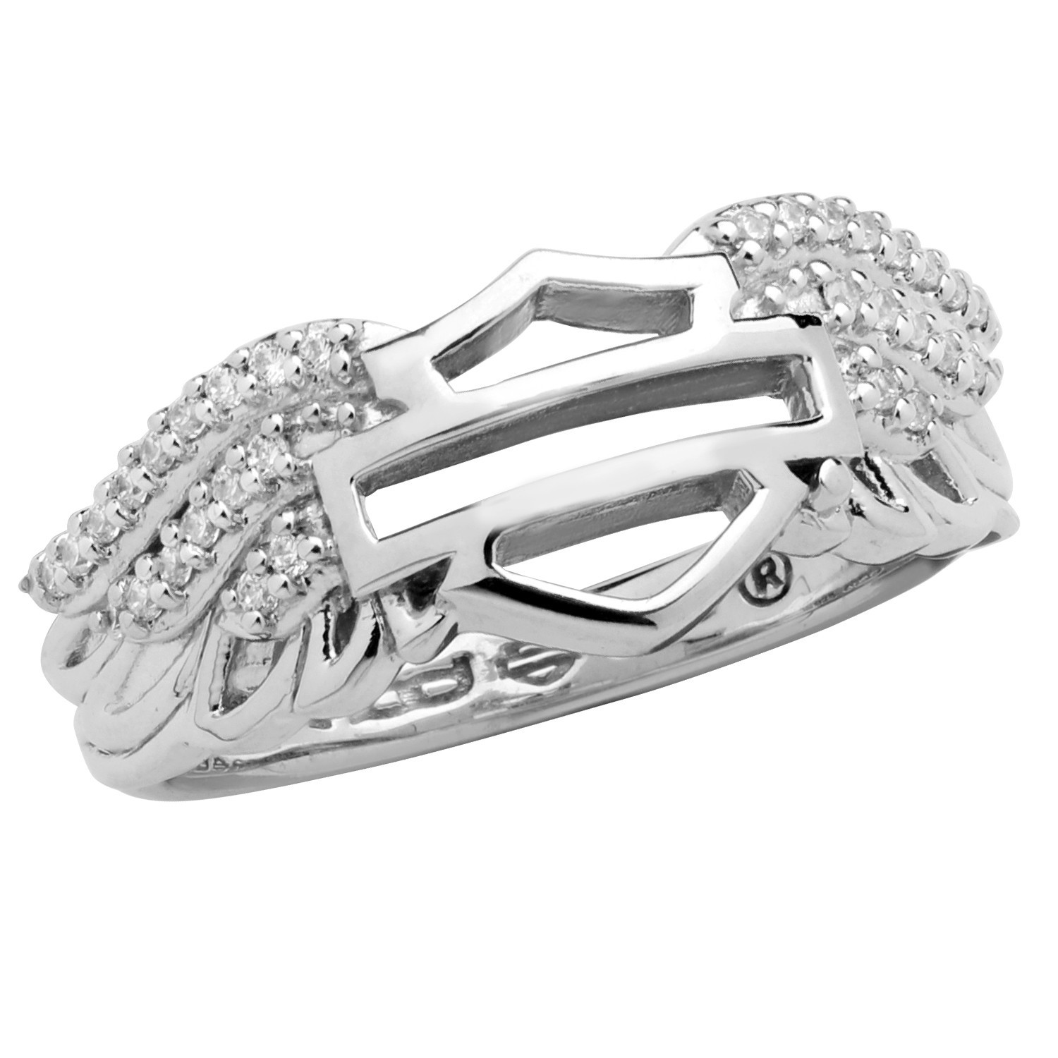Ladies Harley-Davidson Bling Angel Wings Logo Ring 226 / HDR0337