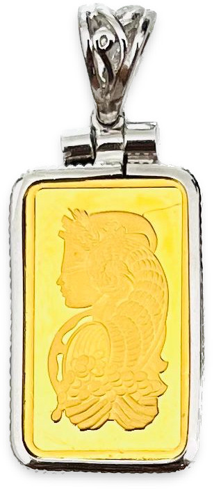 Sterling Silver bezel frame for 2.5 Gram PAMP Suisse Gold Bar – Lady Fortuna