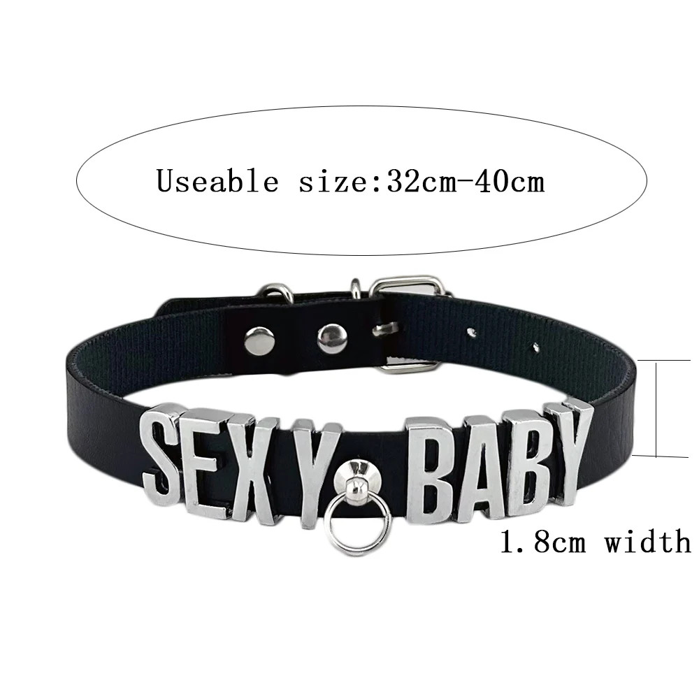 Collar BDSM Gift Pu Leather Custom Choker Necklace Punk DIY Chocker Party H7