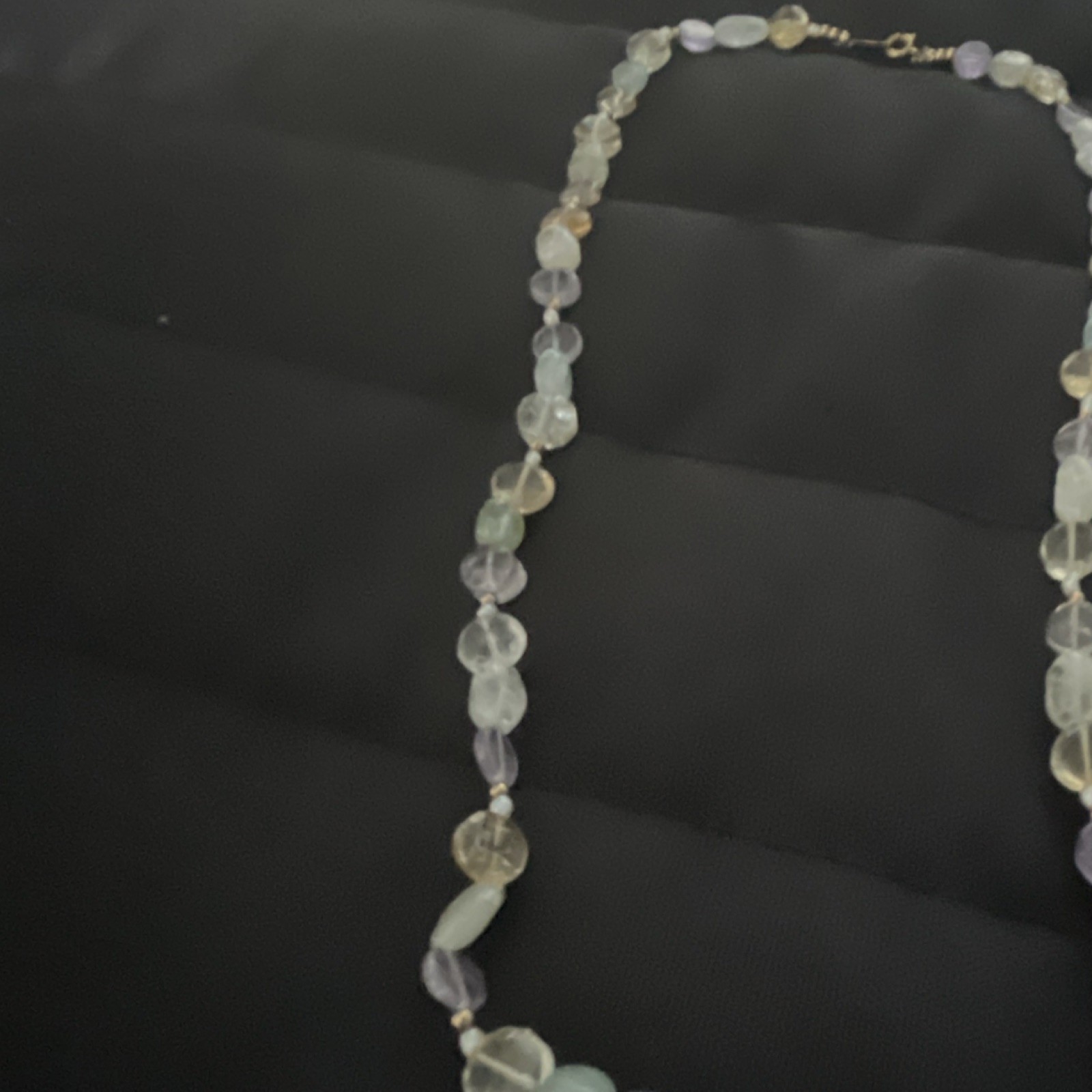 Multicolor Round Stone Beaded Necklace Beaded Chain Spring Ring Clasp