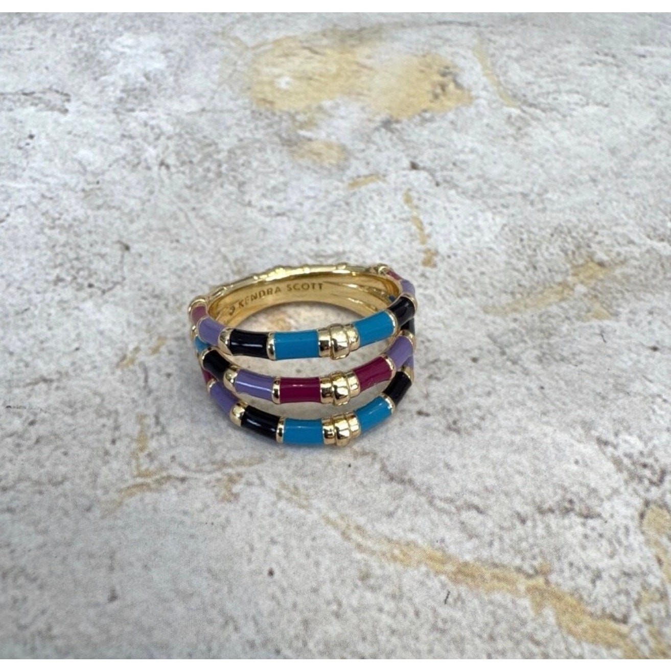 Kendra Scott Essie Gold Triple Band Ring in Orchid Mix Sz. 9