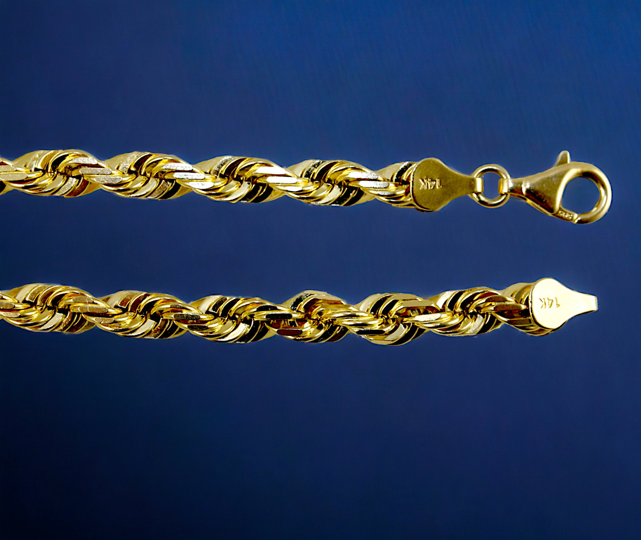 14K Yellow Gold Solid Rope Chain Necklace Diamond Cut Real Gold 1mm-12mm 16″-30″