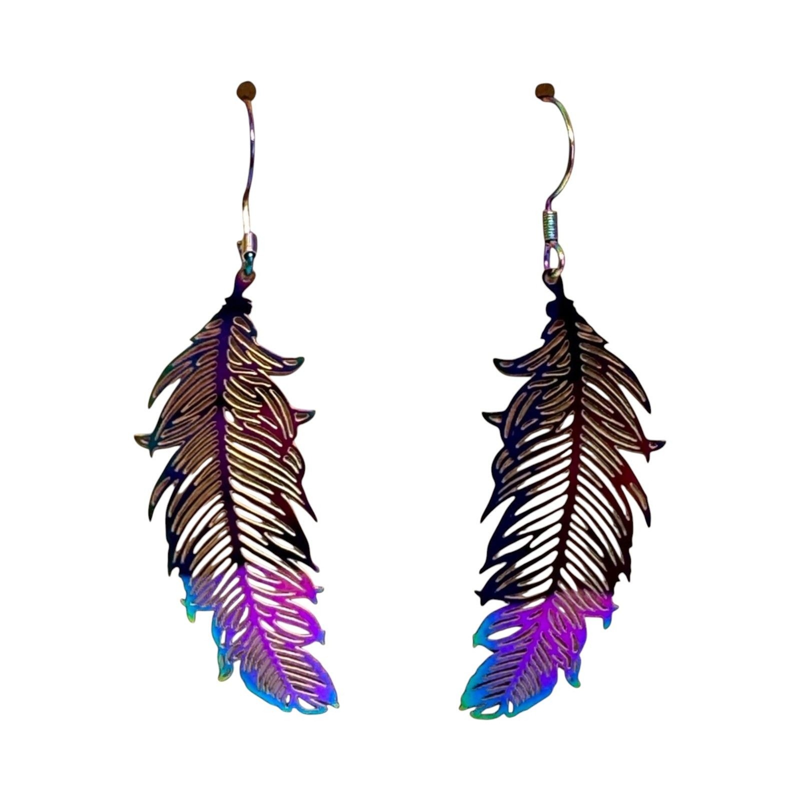 Titanium Metal Feather Earrings #2047