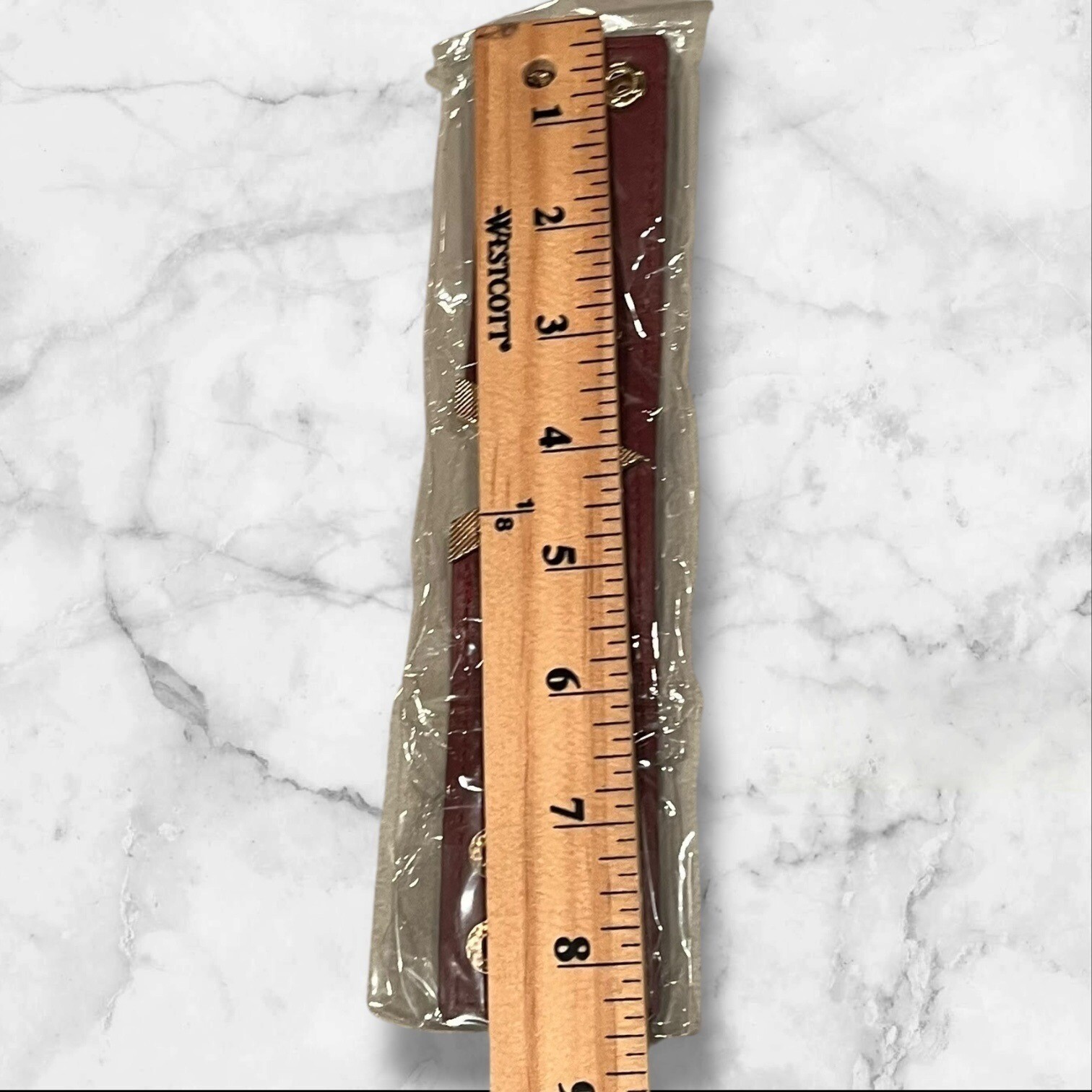 Women’s Burgundy PU Leather Bracelet With Gold “V” Detail & Snap Closure