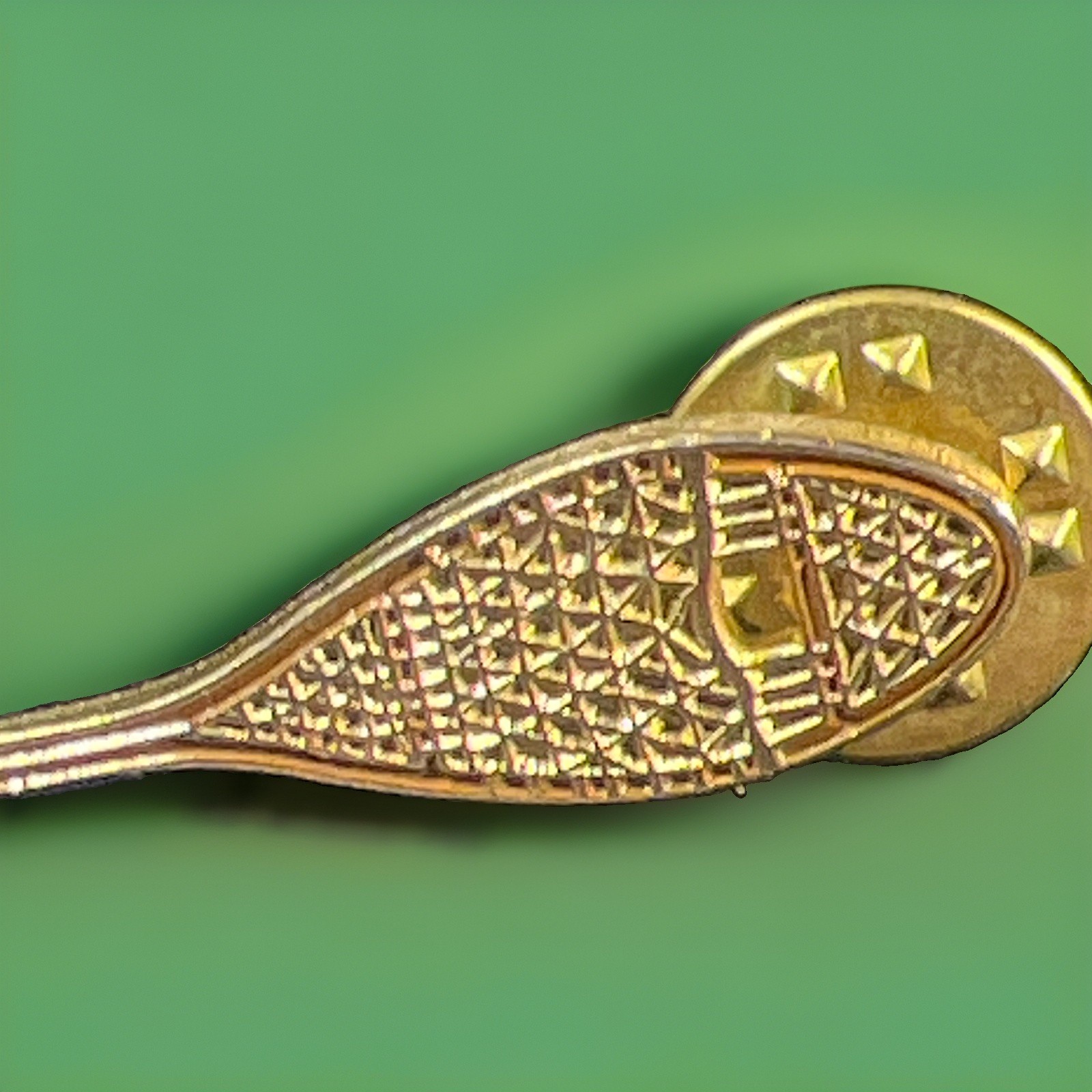 Gold Tone Metal Snow Shoe Pin Sports Theme 1.25 in No Stone