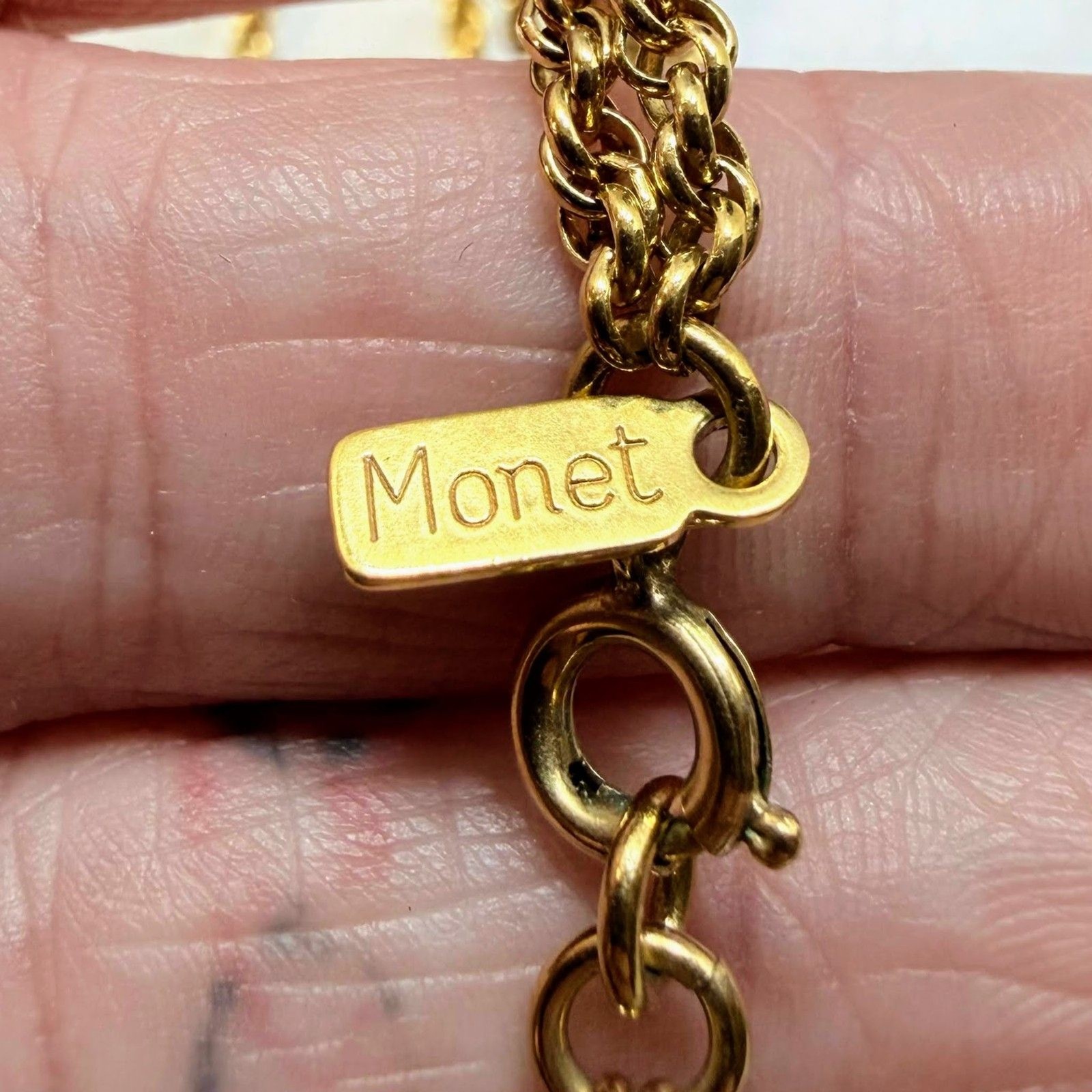Vintage Monet Gold Twisted Rope Chain Necklace Layered Statement Long 60″