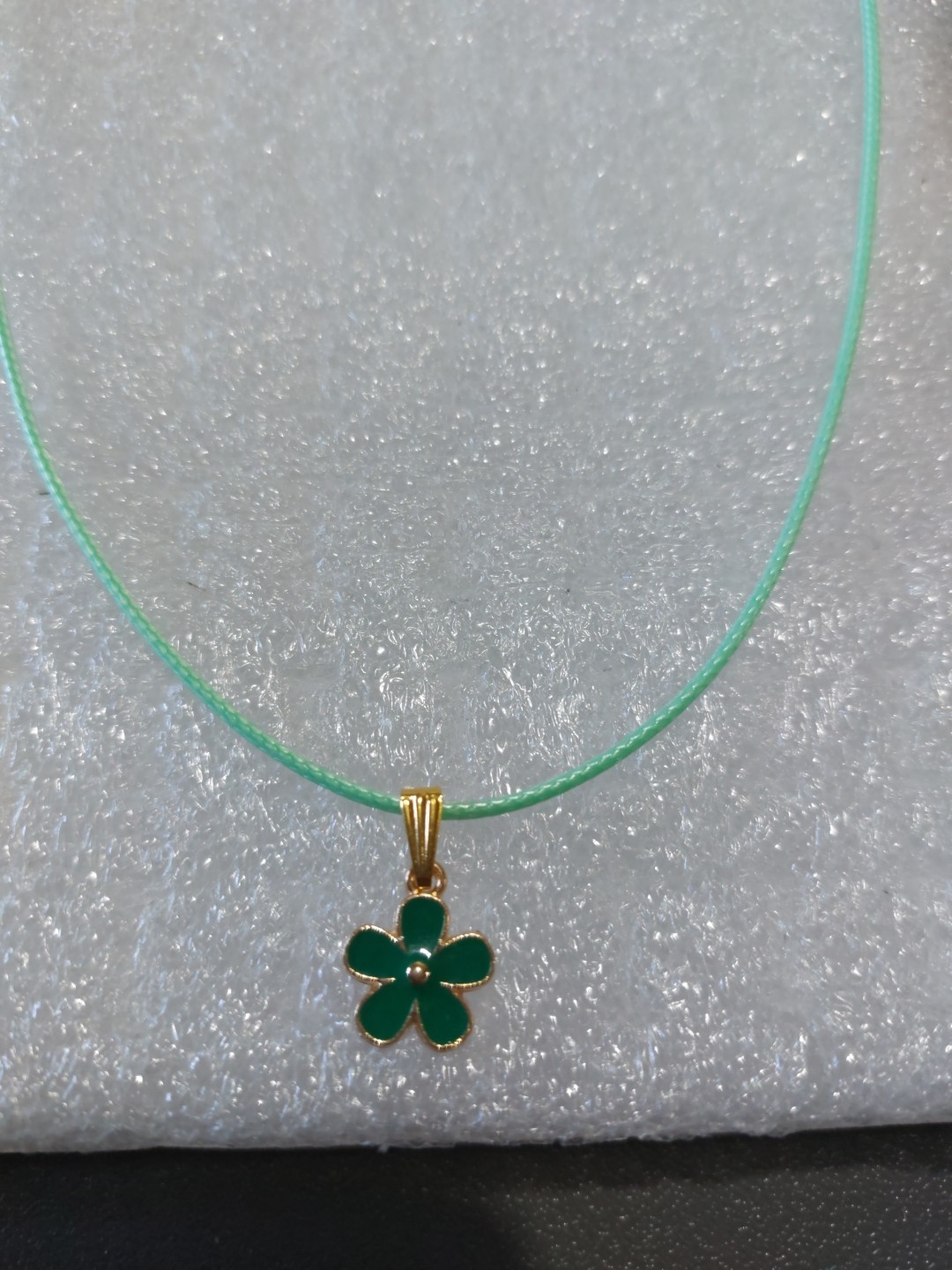 Green Cord Flower Pendant Necklace (F229) New