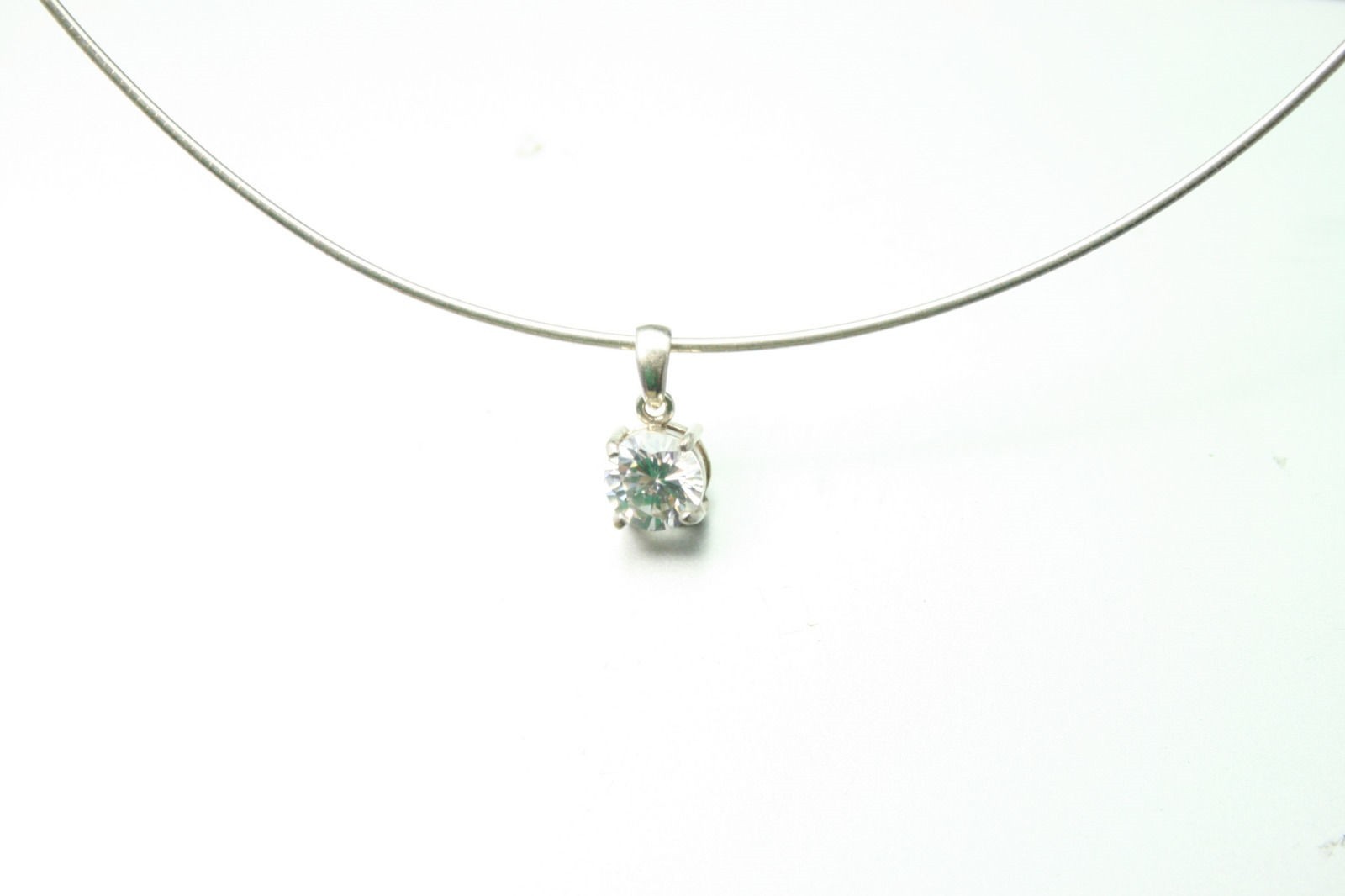 Round Cubic Zirconia 925 Sterling Silver 17-1/2″ Long Necklace 8 grams (NEC1581)
