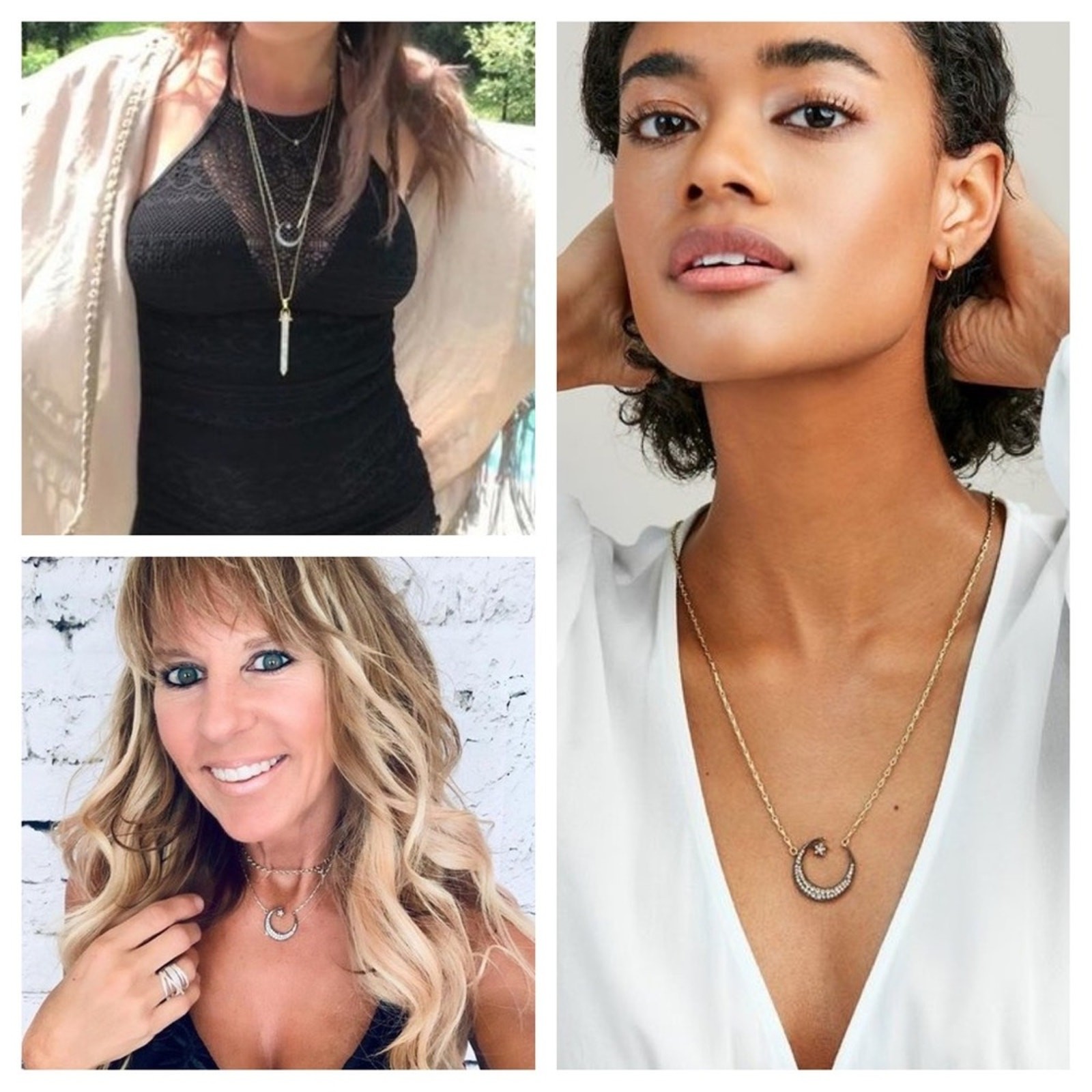 Stella and Dot Pavé Crystal Crescent Pendant Necklace