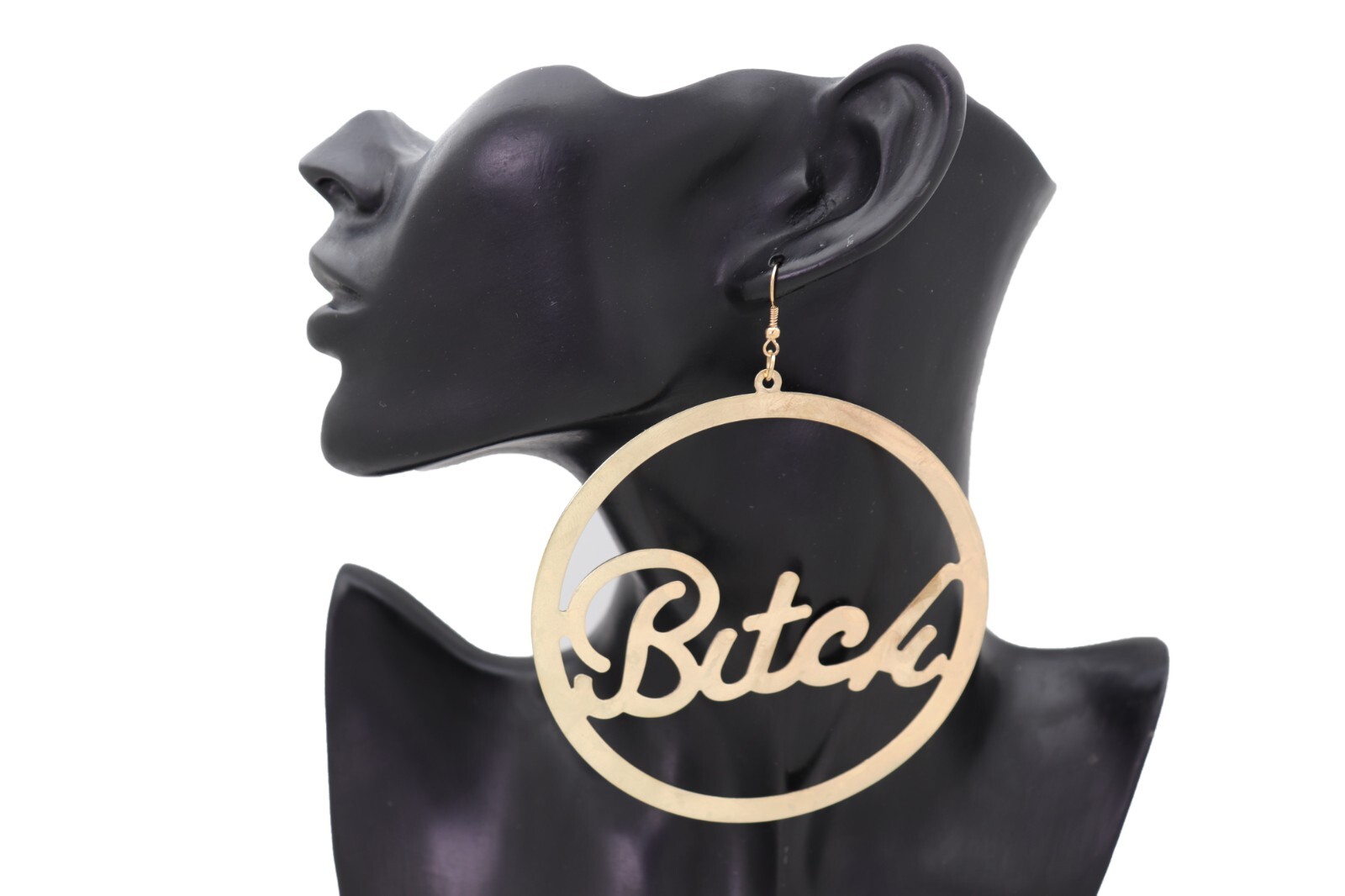 Women Earrings Set Celebrity Fashion Jewelry Big Hoop Gold Metal BITCH Hip Hop