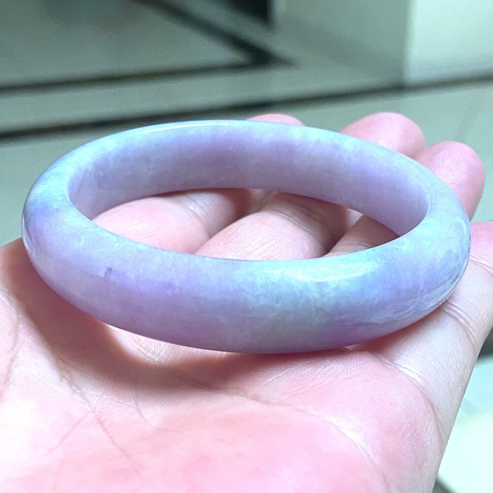 Certified Grade A Lavender 56-57mm Natural Burma Jade jadeite Bangle Bracelet