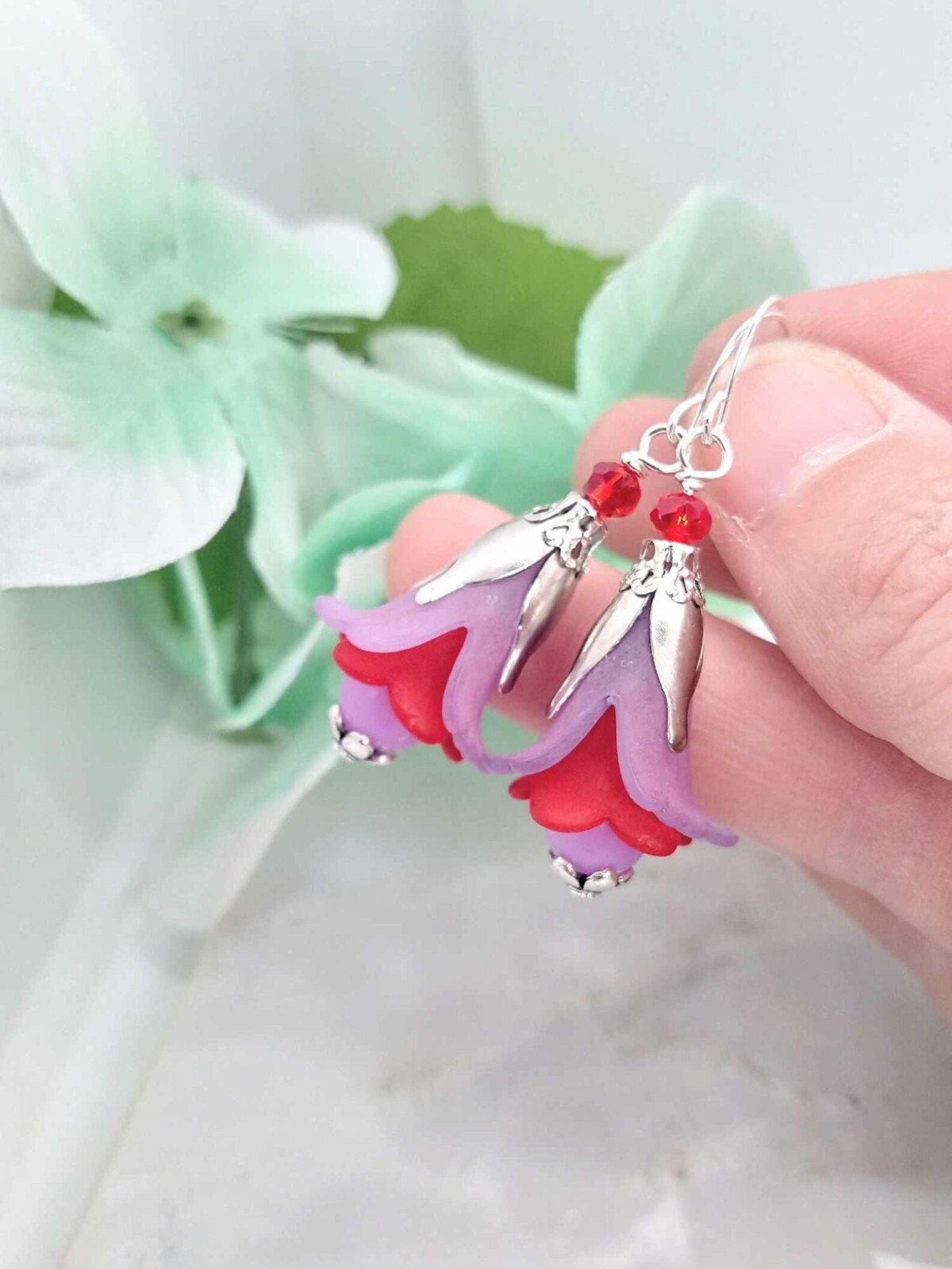 Ladies Handmade Flower Dangle Earrings, Bridal Floral Earrings, Rose Jewelry