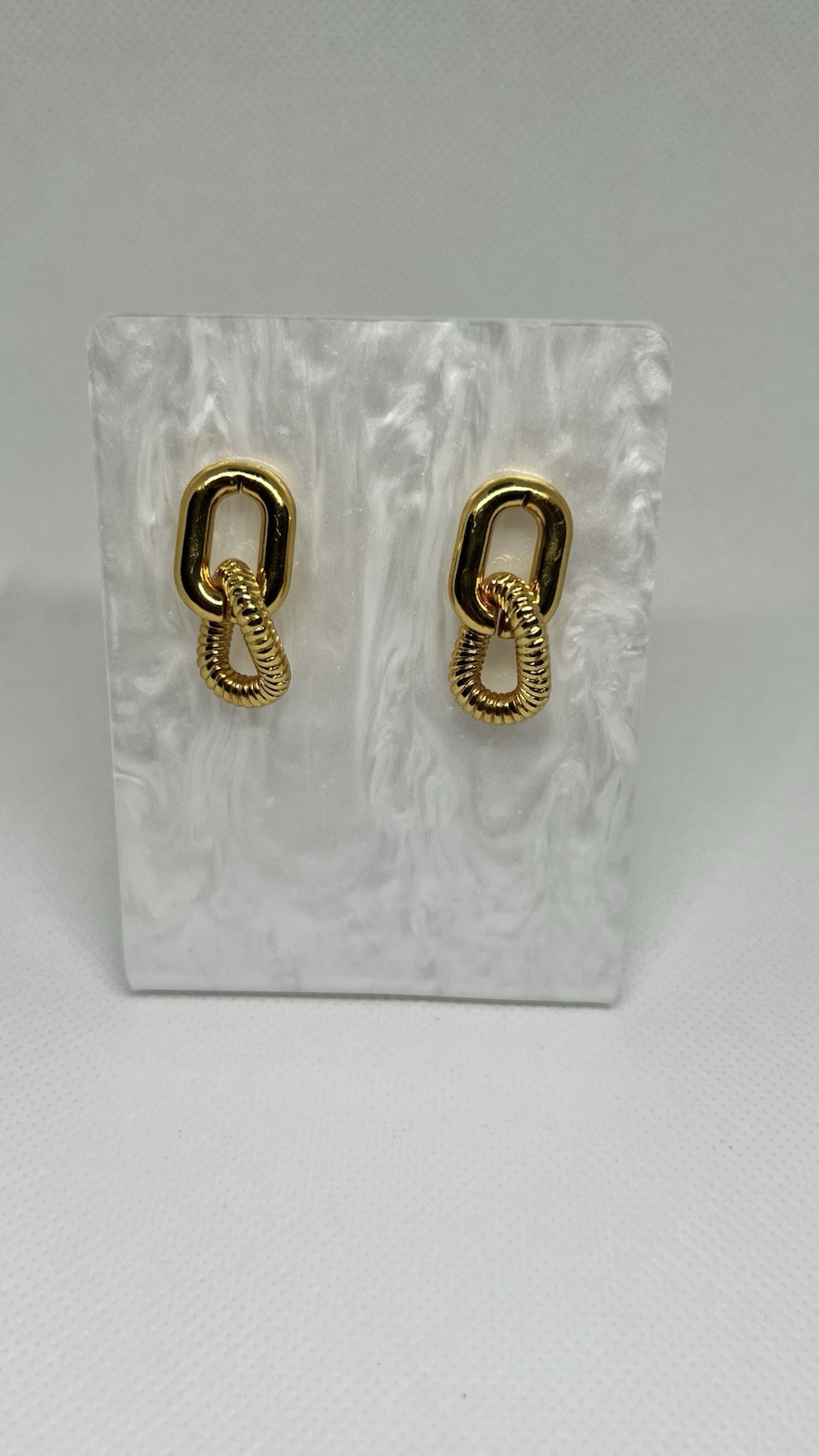Vintage 1990’s Fashion 18K Yellow Gold Double Link Statement Earrings