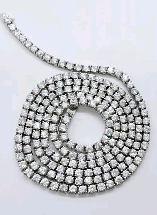 Tennis Crystal Necklace Silver tone Statement Signed DS 35 in RARE
