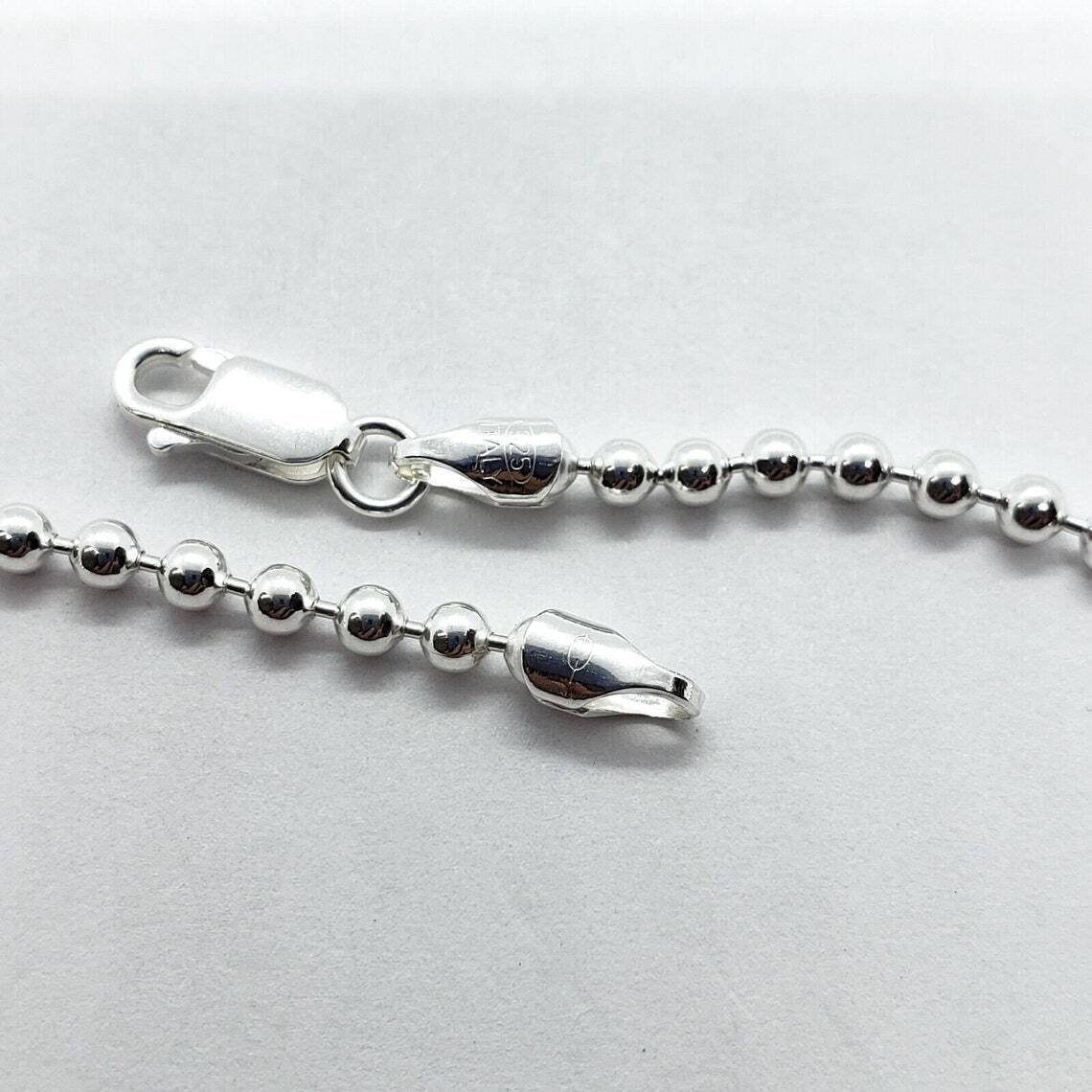 925 Sterling Silver Ball Bead Chain Necklace .925 Italy 3mm – All Sizes