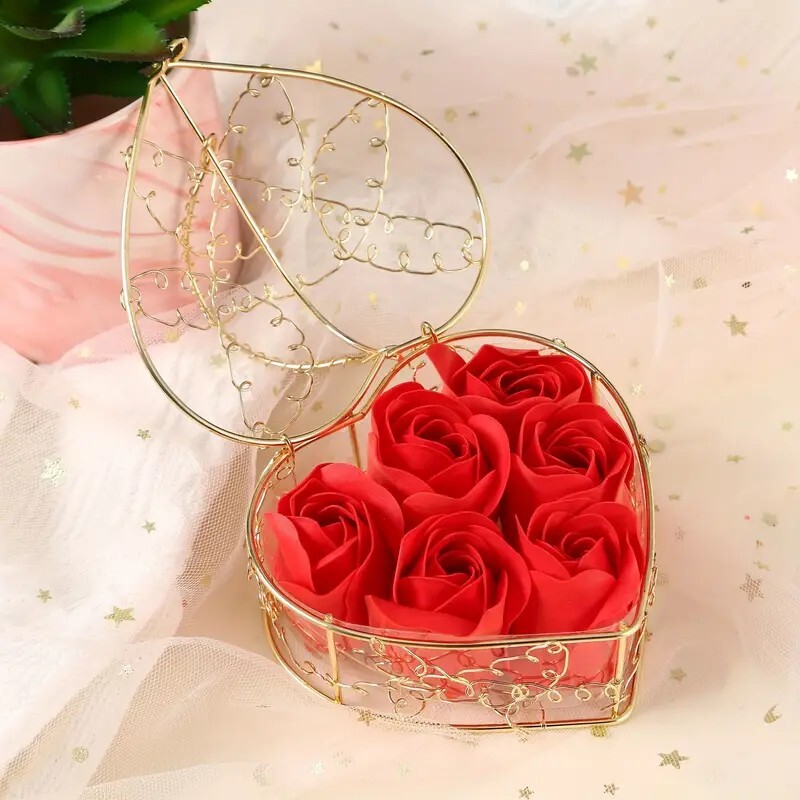 Cesta De Hierro Forjado Con Flores De Jabón Regalo De San Valentín Regalo mujer