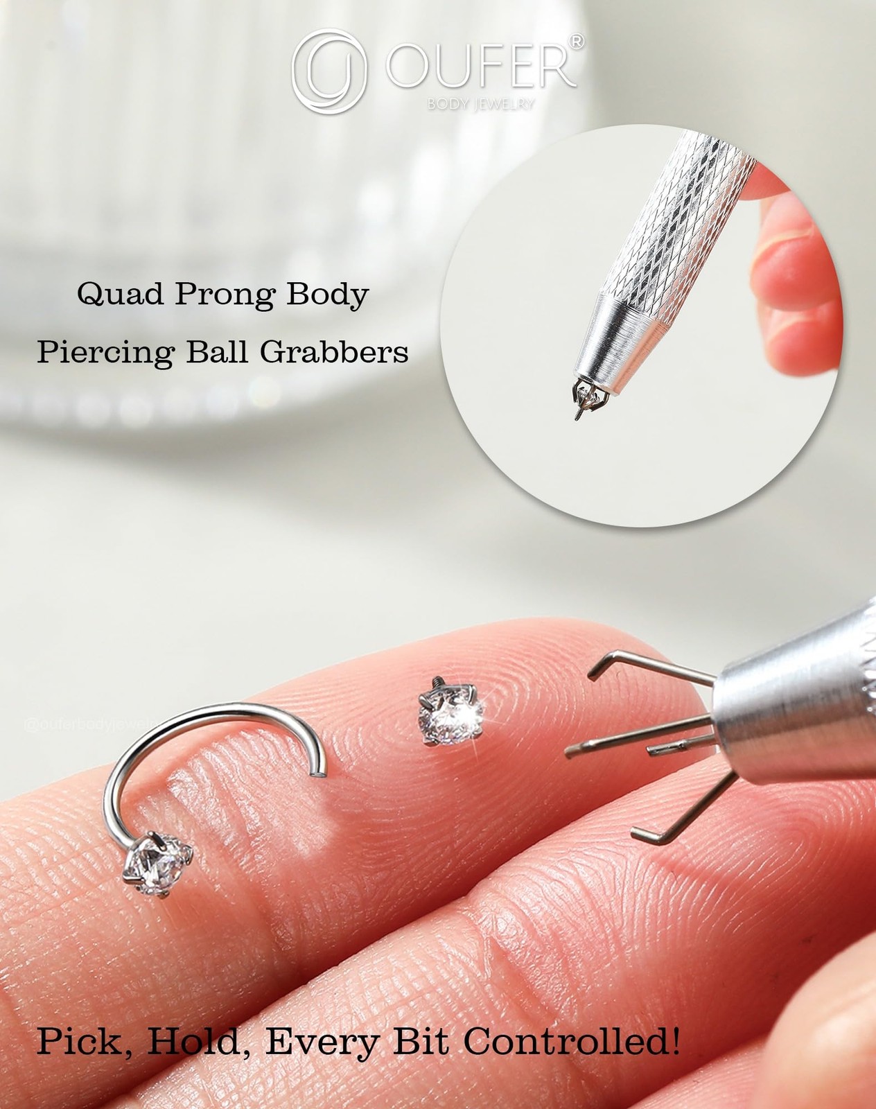 OUFER 18G Horseshoe Nose Rings Studs, 316L Surgical Steel 20G 8MM, Silver
