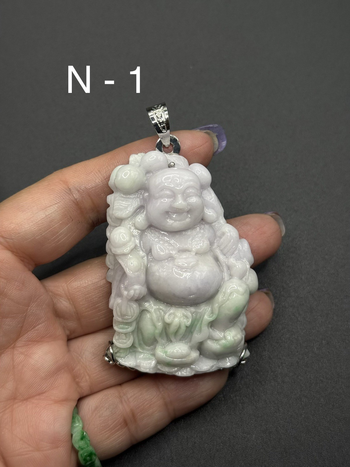 Maitreya laugh buddha Natural Jade natural color Pendant Phật Di Lạc