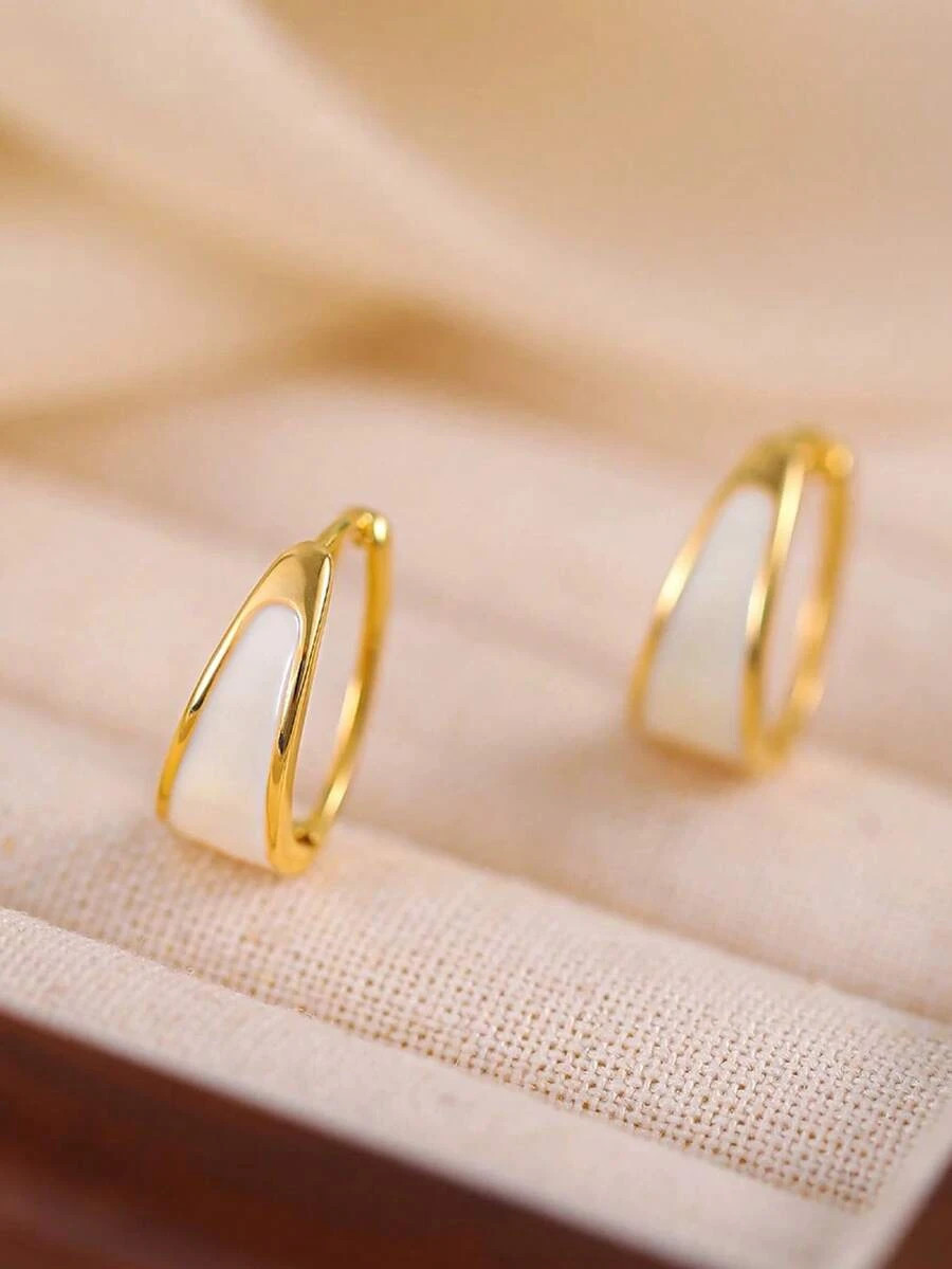 1 pair Minimalist Small Hoop Earrings Geometric Chic Women Daily Jewelry