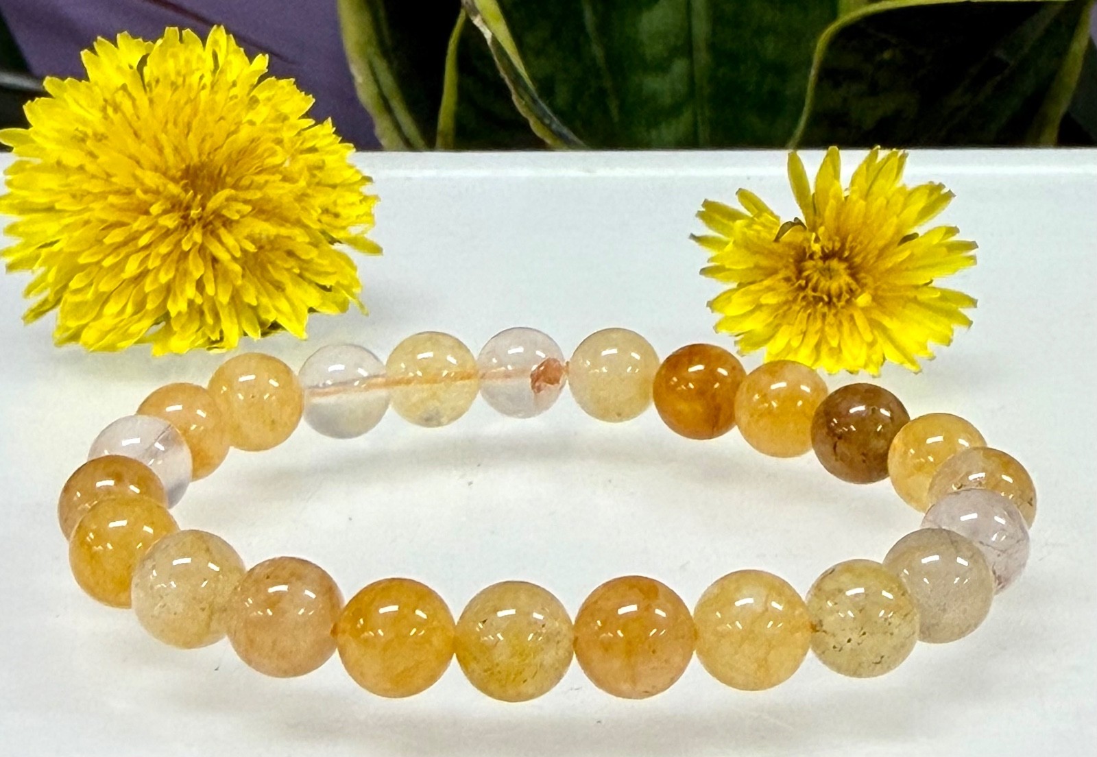 Wholesale Lot 6 Pcs Natural Golden Healer 8mm 7.5” Stretch Bracelet