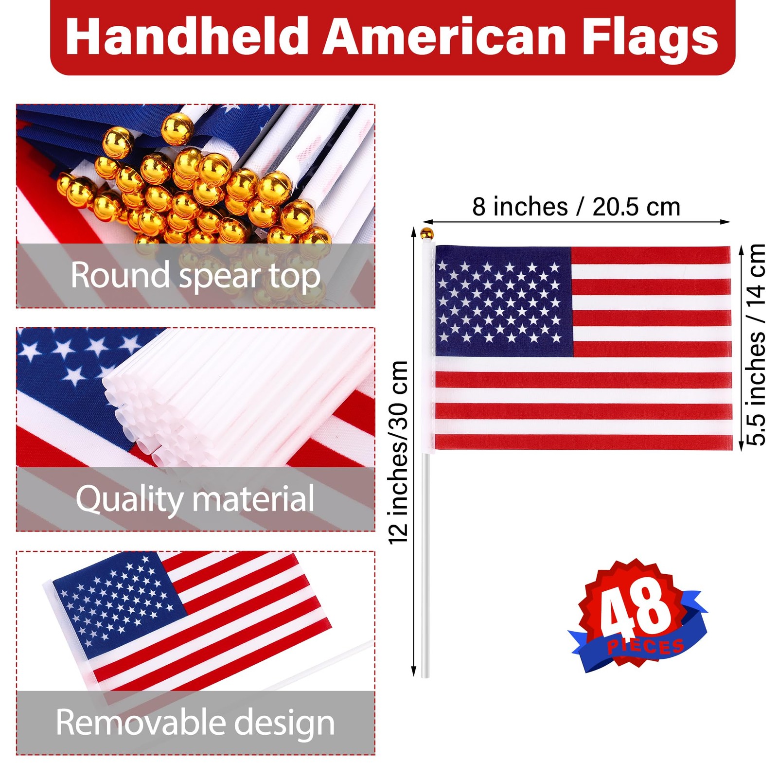 144 Pcs 4th of July Decorations Include Patriotic Ribbon Pins with Star Brace…
