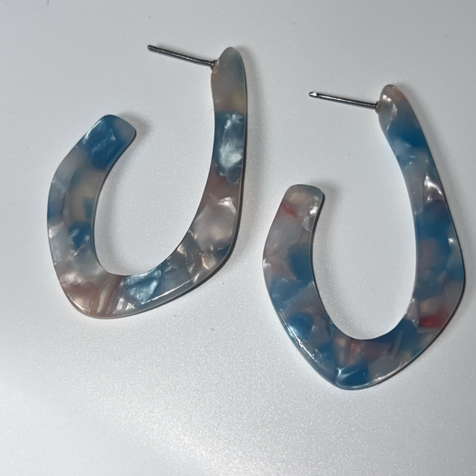 10 Pairs Resin Acrylic Statement Earrings Hoop Circle Oval Marbled Mixed Lot