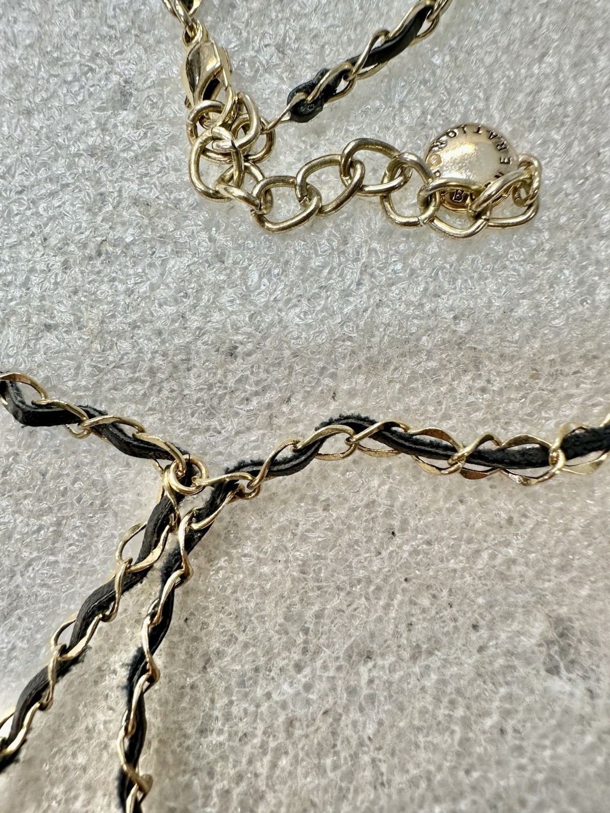 BCBGeneration Golden W Black Suede Woven 26” Tassle Necklace