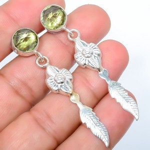 Green Amethyst Gemstone 925 Silver Plated Earring 1.95″ TE507-1101