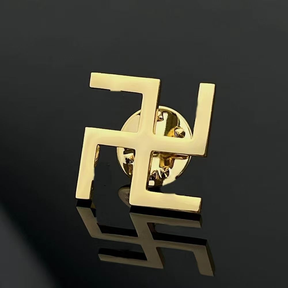 Titanium Steel Vintage 万字符 Blessing Brooch Pin Amulet Accessory for Women Men