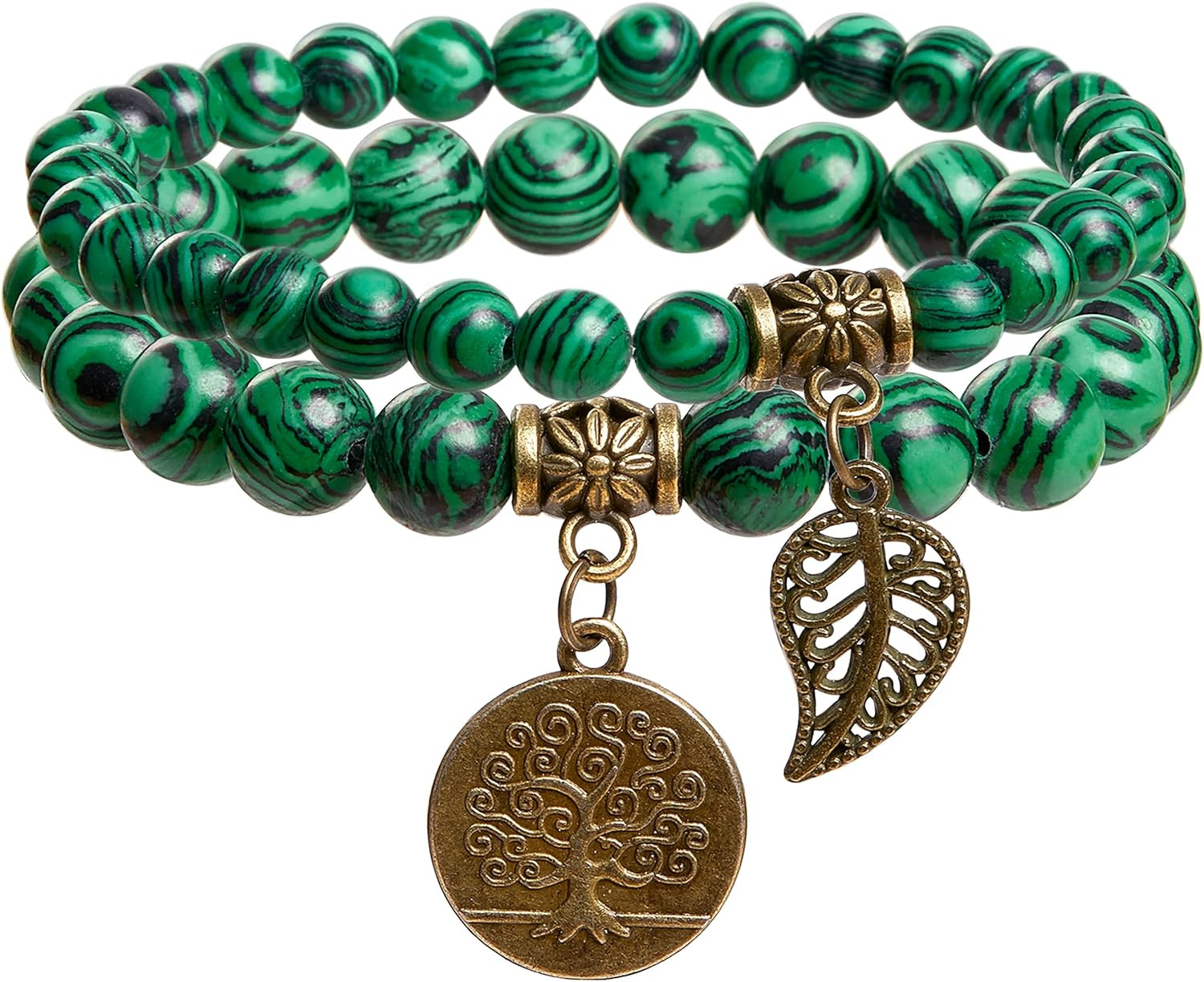 Natural Semi Precious Gemstone Beads Bracelet for Women – Life Tree and Leaf Cha