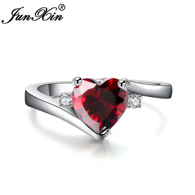 Elegant Heart Silver Filled Women Wedding Ring Birthstone Ring Sz 6-11