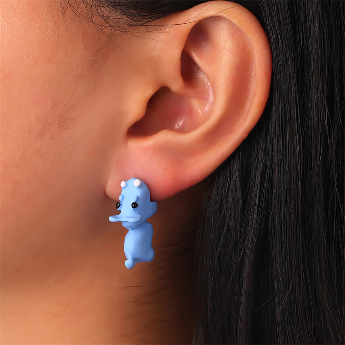 1 Pair Cute Animal Earring Bite Your Ear Cartoon Dinosaur Ear Studs Women Girls