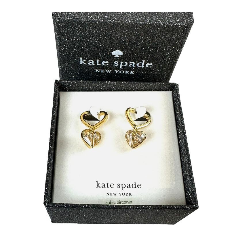 Kate Spade New York Women’s Rock Solid Stone Heart Huggies Gold
