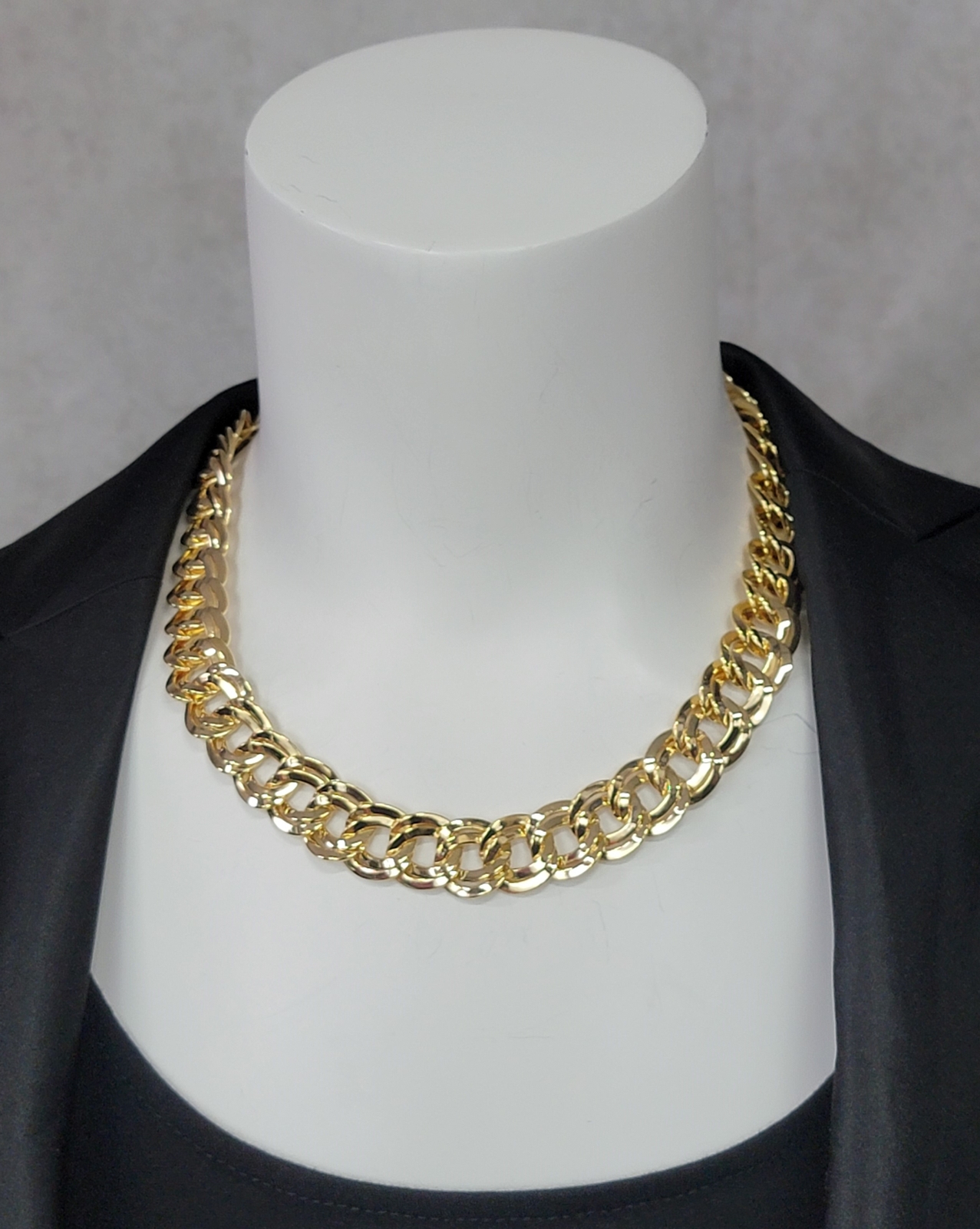 Ky & Co Gold Tone Thick 5/8″ Double Curb Link Chain Necklace Womens 18″ USA Made