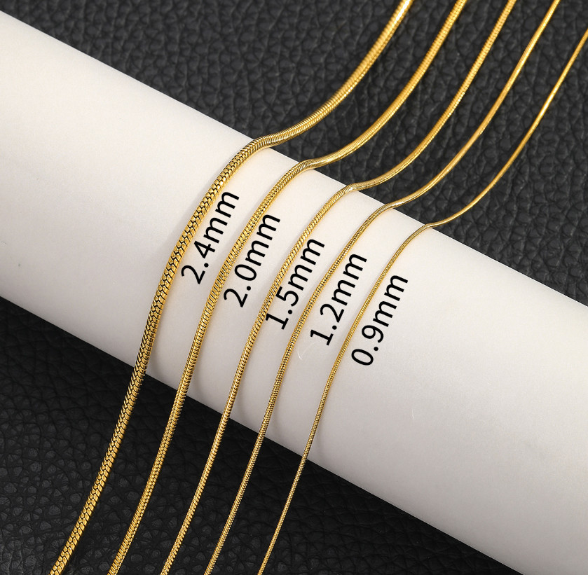 Stainless Steel Silver Gold Round Snake Chain Necklace Anti Tarnish w 2″Extender