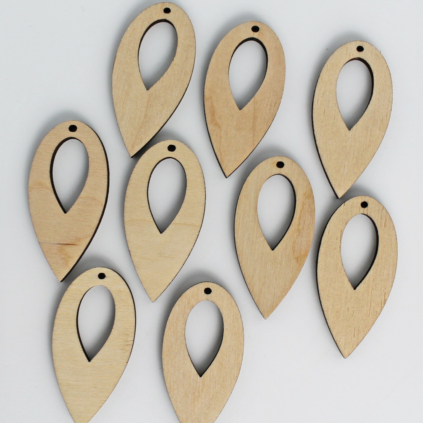 ALL SIZE (12-100pc) Unfinished Wood Reverse Slim Teardrop Cutout Earrings Blanks